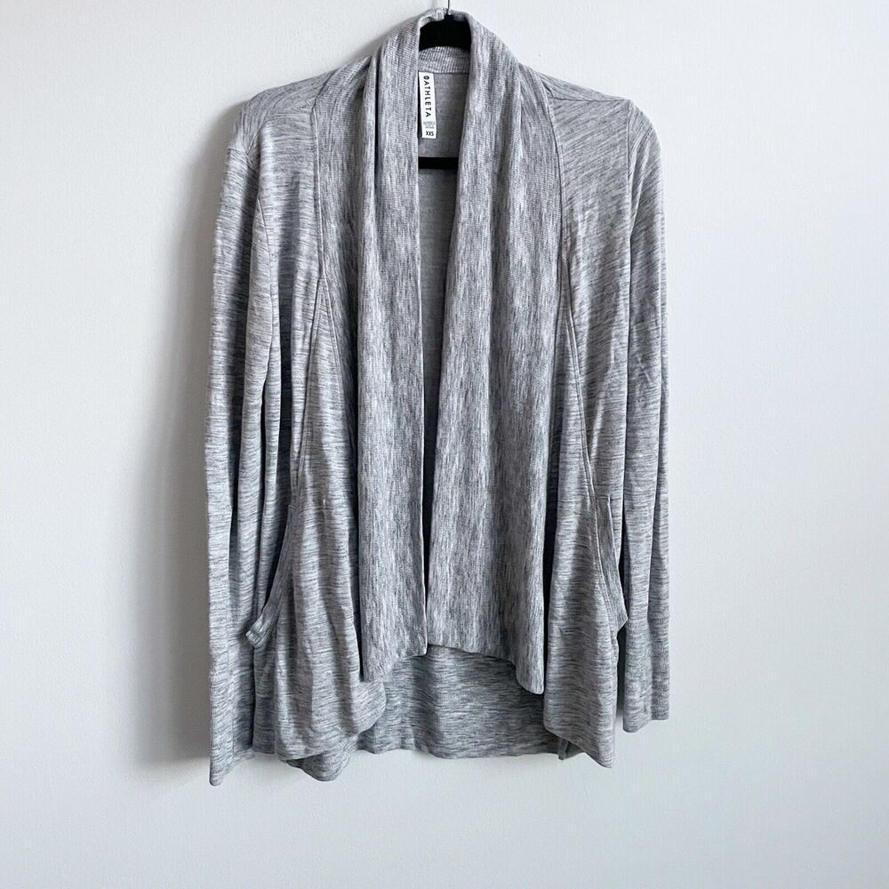 Athleta Size XXS Gray Pranayama Wrap Sweater Top Open Thumbholes Cardigan